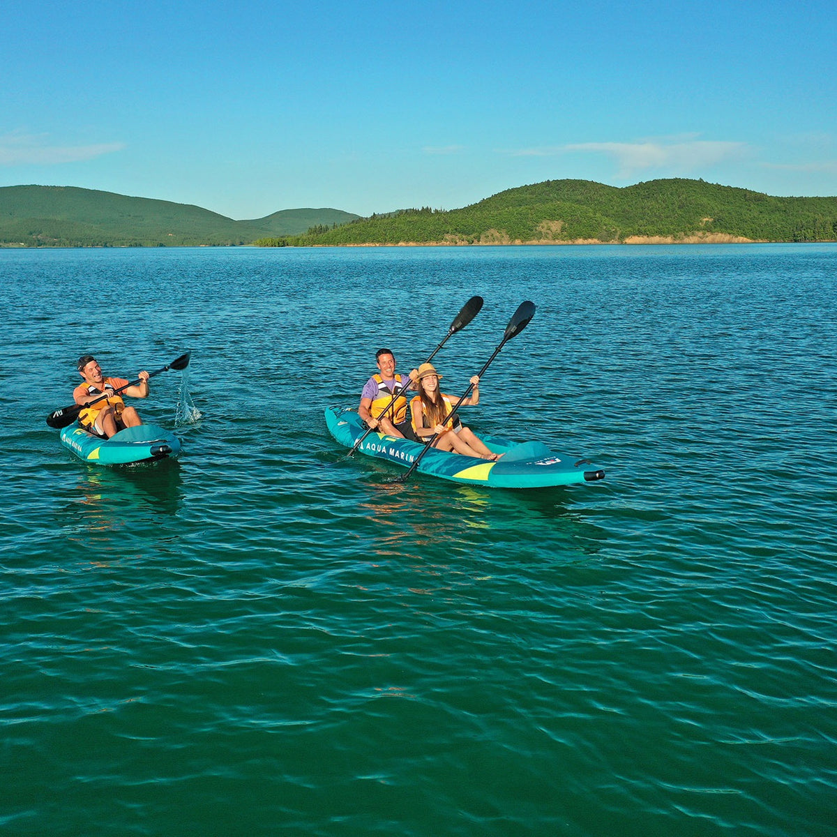 Aqua Marina Steam inflatable kayaks on the water