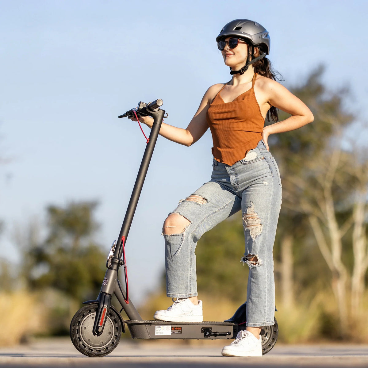 Rider with a Hiboy S2 Pro electric scooter