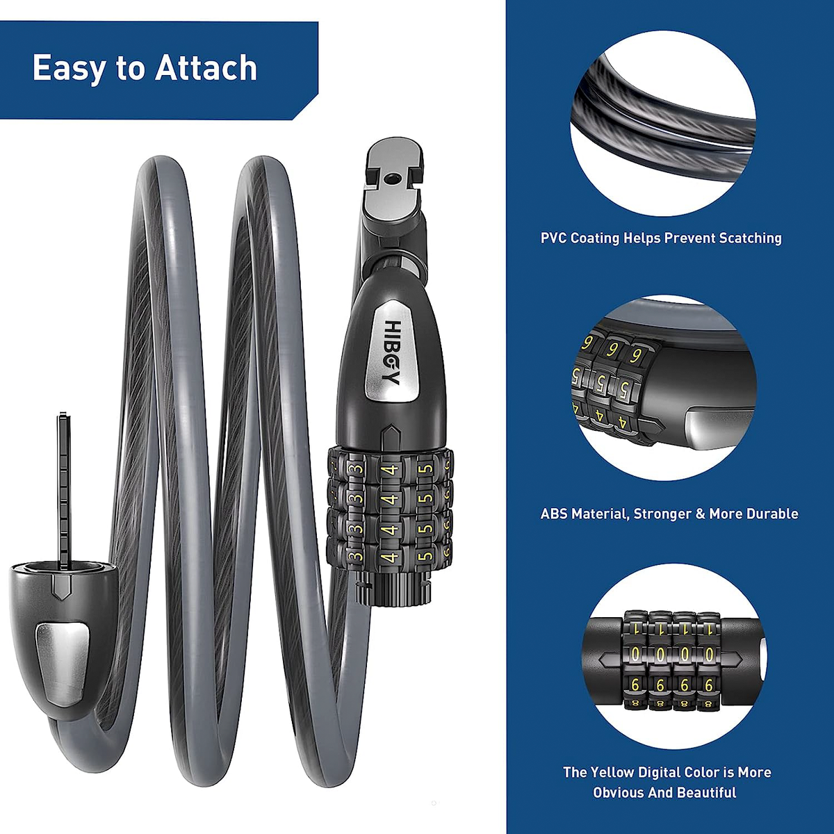 Hiboy 3.2 ft combination cable lock